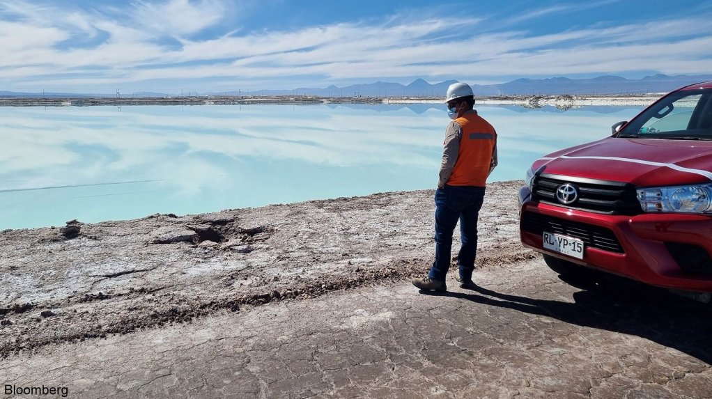 A brine evaporation pool in the Atacama 