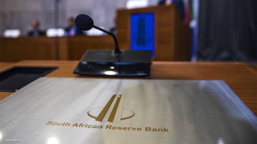 Podium with a South African Reserve Bank logo