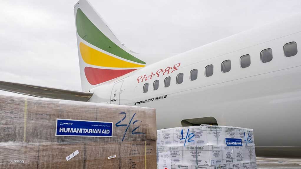 Humanitarian aid is loaded on to an Ethiopian Airlines’ Boeing 737 MAX 8 airliner