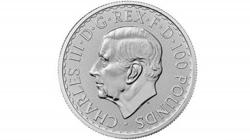 The obverse of a platinum coin carrying the portrait of the UK's King Charles