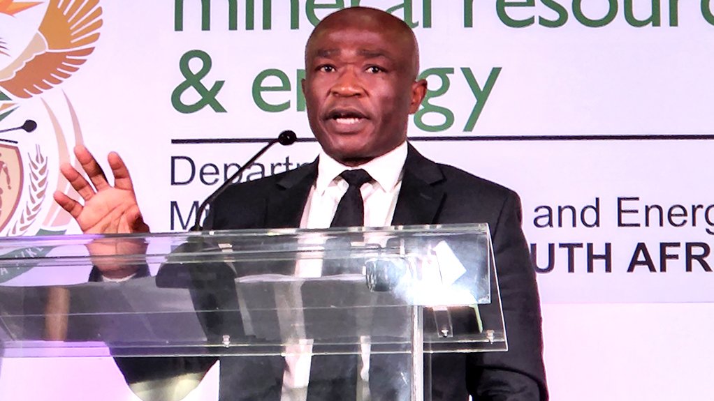 Department of Mineral Resources and Energy director-general Jacob Mbele stood at a podium 