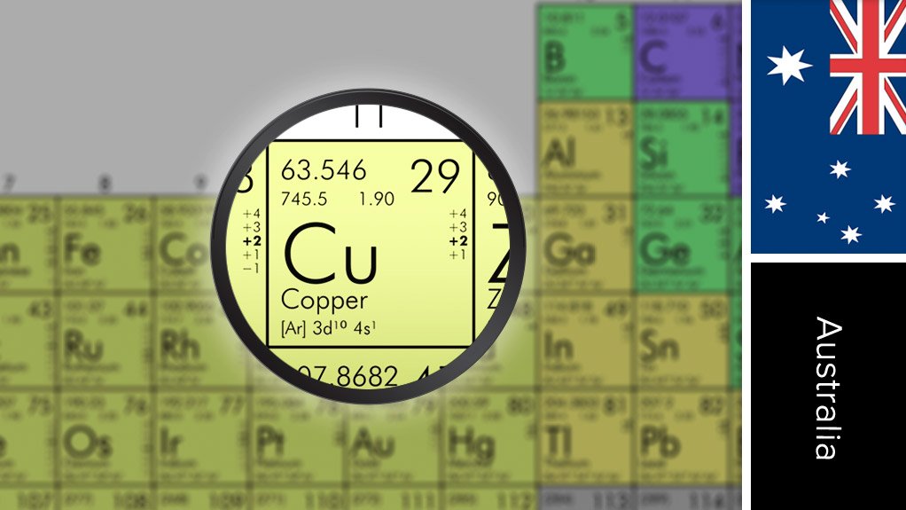 Image of Australia and periodic table symbol for copper