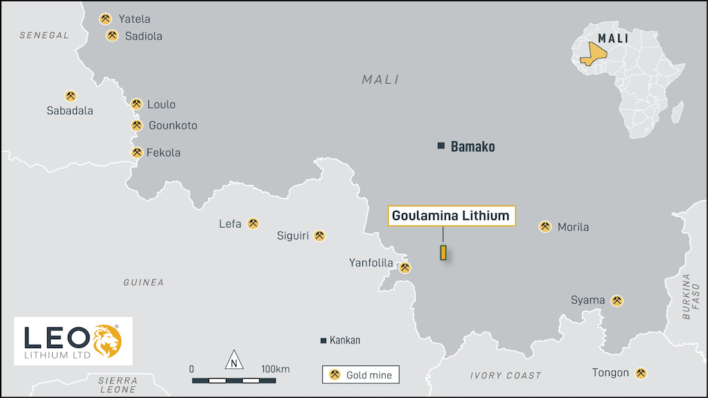 Location map of the Goulamina project