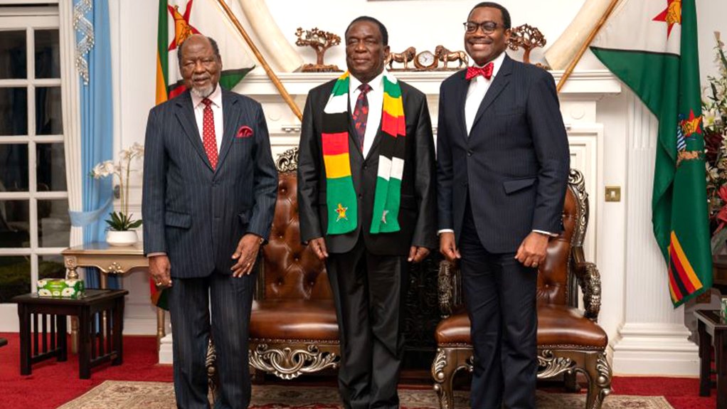 Mozambique President Joachim Chissano, Zimbabwe President Emmerson Mnangagwa and African Development Bank president Dr Akinwumi Adesina