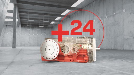 Image of drives and machinery with +24 superimposed to show that SEW-EURODRIVE emphasises its holistic sustainability 
