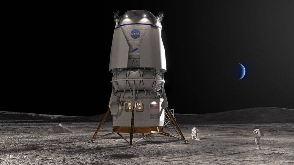 An artist’s impression of the Blue Moon lander on the lunar surface