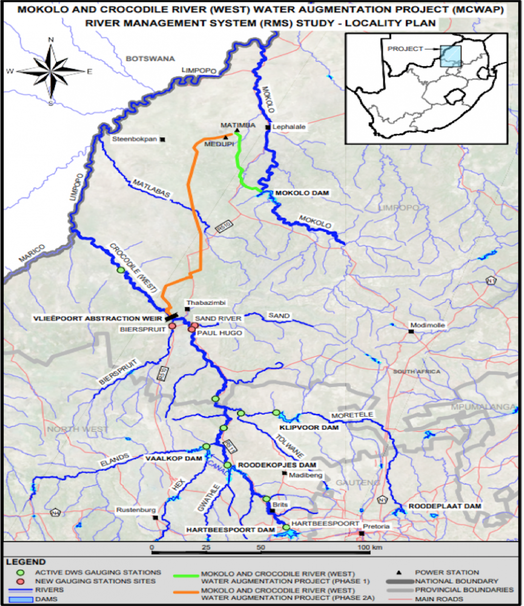 Map of the Mokolo-Crocodile Water Augmentation Project