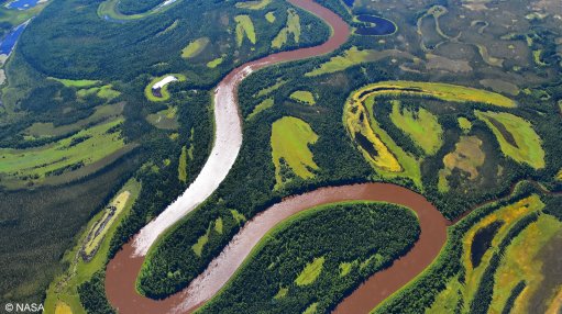 A view  of the Kuskokwim river, in southwest Alaska, taken by NASA.