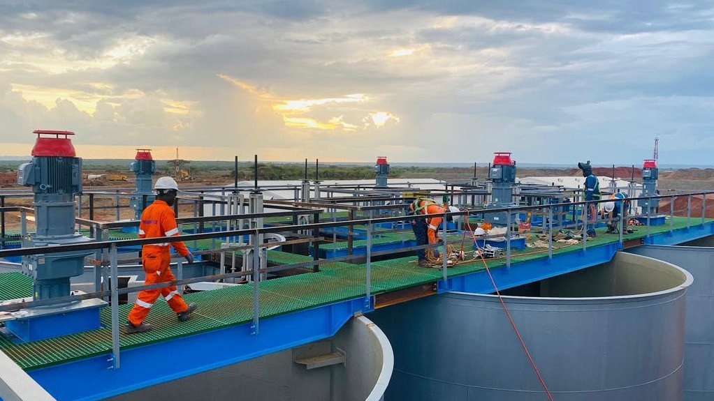 Image of carbon-in-leach tanks at the Singida gold project, in Nigeria