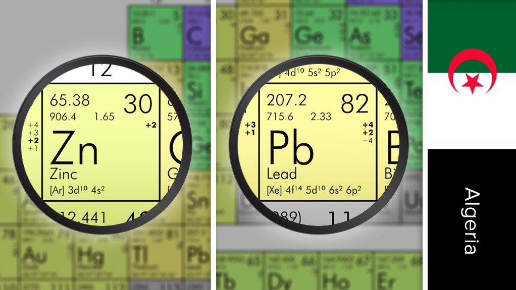 Image of Algeria flag and periodic table symbols for lead and zinc