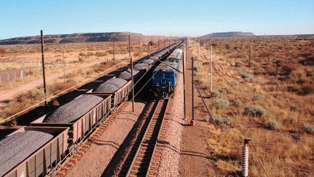 Iron-ore being transported on the Sishen rail line