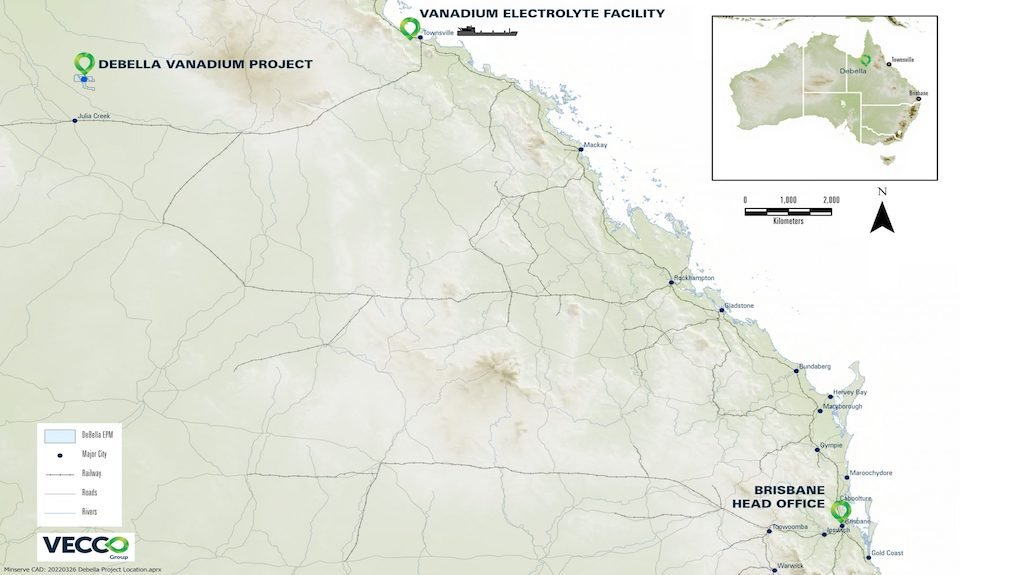 Location map of the Debella critical minerals mine