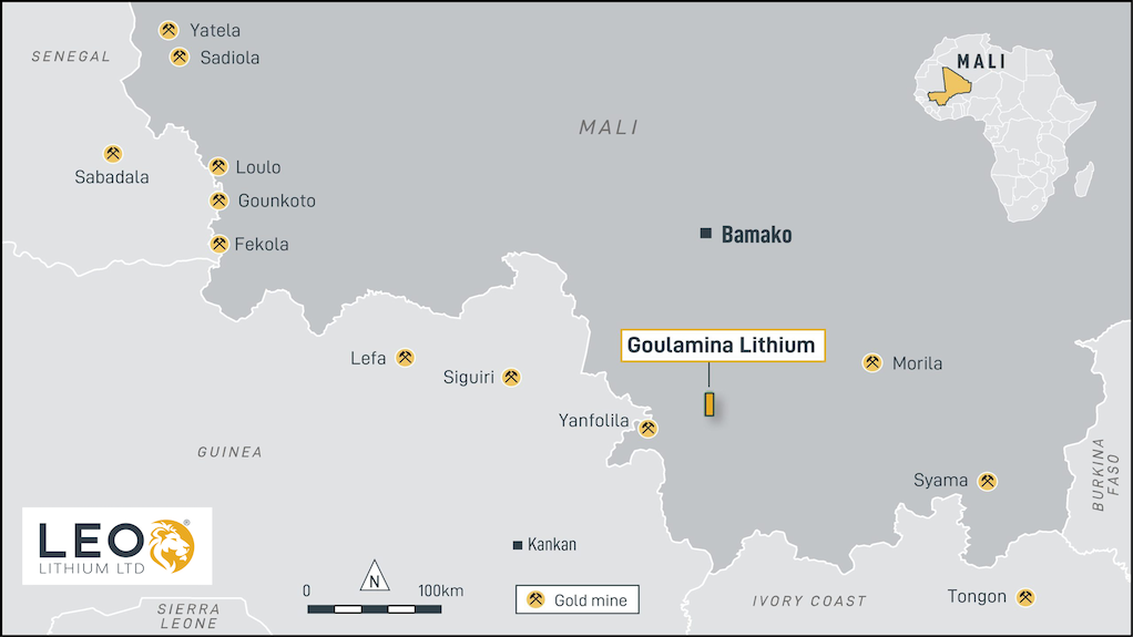 Location map of the Goulamina lithium project