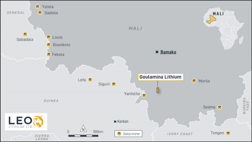 Location map of the Goulamina lithium project