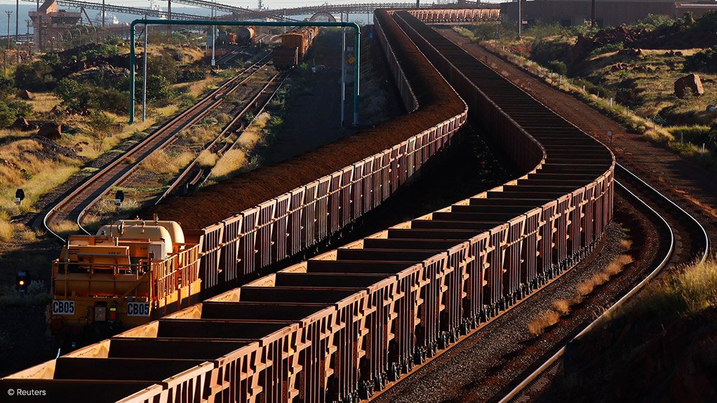 Image shows iron-ore train and carts 