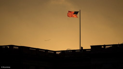 An American flag in the US capitol