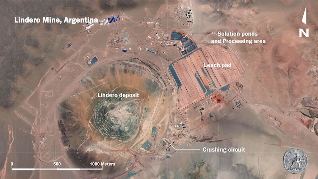 Location map of the Lindero mine