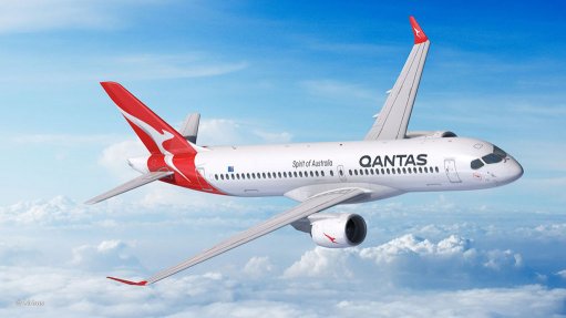 An A220-300 in the colours of Qantas (an image with TAAG colours is currently not available) 