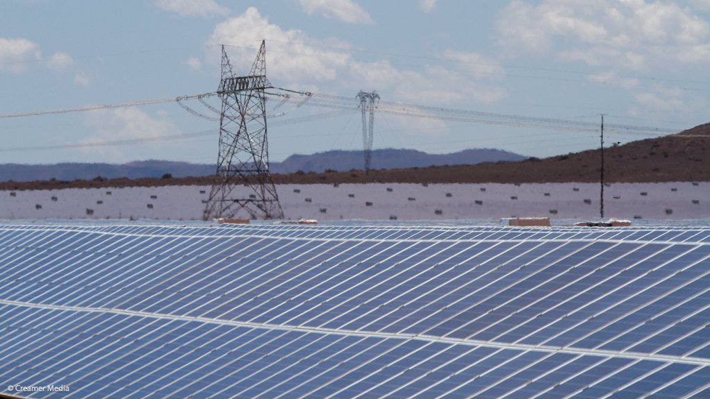 Solar panels and power lines