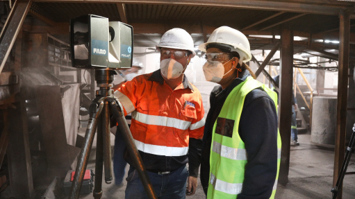 Weba Chute Systems Technical Manager, Dewald Tintinger and Director Denise Abrahams during a site survey at a steel plant