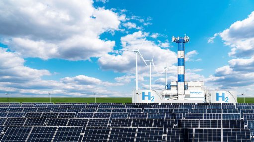 Image of wind- and solar-power hydrogen production plant