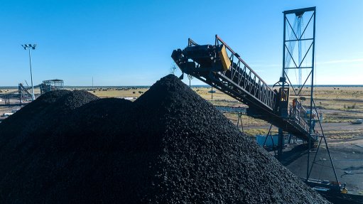 Image shows coal stockpiles at Carmichael 