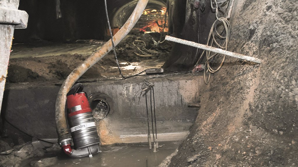 A Grindex Salvador sludge pump in action underground