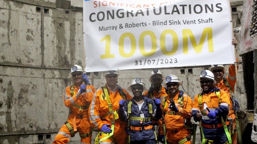 Murray & Roberts Cementation achieved a remarkable milestone at the end of July this year, when it successfully reached the 1 000 m mark on its contract to sink the 1 200 m ventilation shaft at PMC's Lift 2 expansion