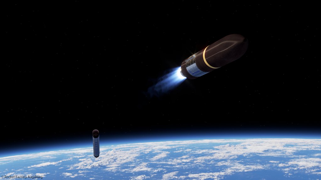 An artist’s impression of RFA ONE entering orbit, with the first stage falling away in the background