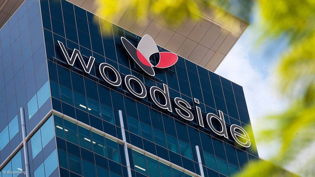 Image shows Woodside logo on building 