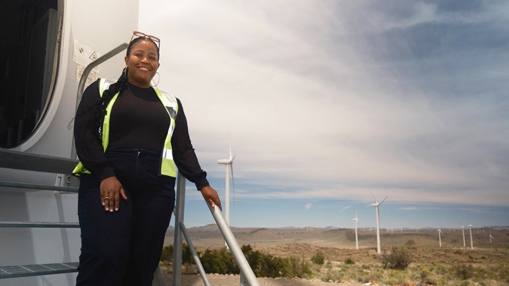 The above image depicts the CEO of DLO Energy Resources group, Linda Mabhena-Olagunju on their new wind farm