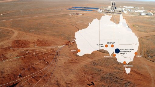 Location map of the Honeymoon uranium project, in Australia