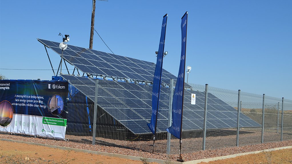 A solar and battery powered microgrid developed and built by Eskom at the Swartkop dam in the Northern Cape