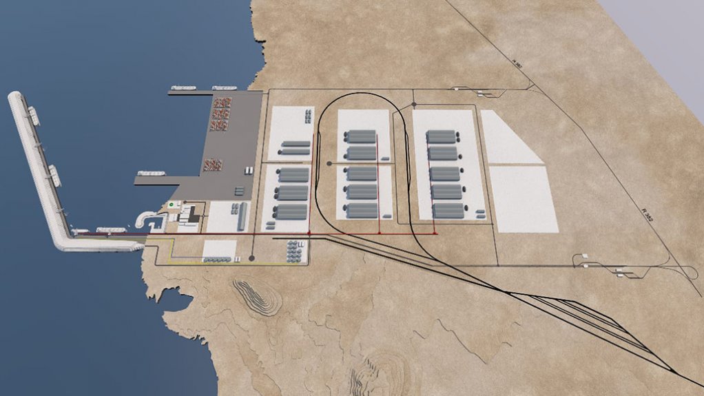 Artist impression of the proposed deep-water port at Boegoebaai