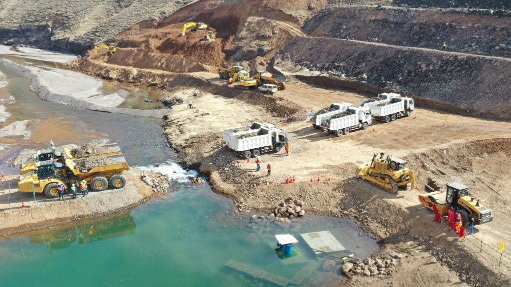Construction on the Polihali dam as part of the LHWP Phase 2