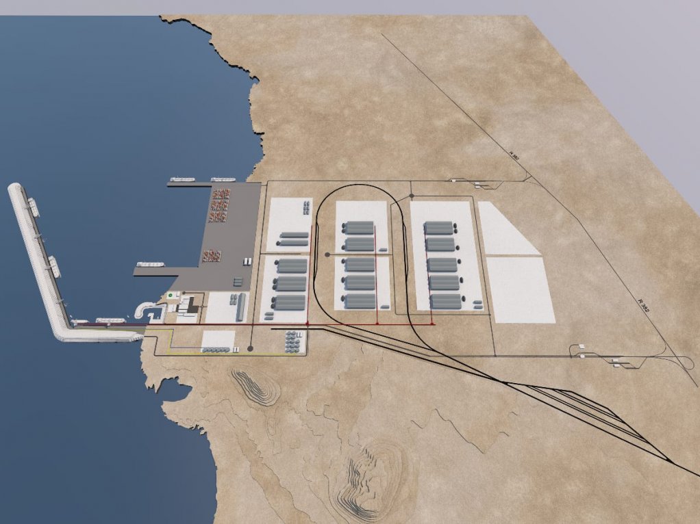 BIRD’S-EYE VIEW Artist impression of the proposed deep-water port at Boegoebaai 