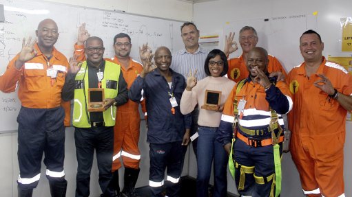 Some of the team on the Murray & Roberts Cementation PMC Ventilation Shaft Project celebrating having won two awards at the annual CE Safety Awards