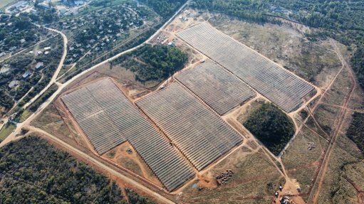 An image depicting Caledonia's solar project from an aerial perspective