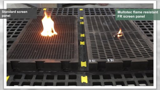 Multotec has developed a range of self-extinguishing flame-resistant rubber screen panels to mitigate the risk of fire