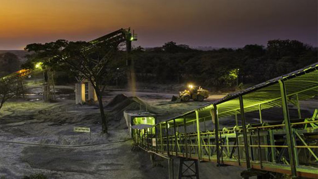 A copper mine at night in Zambia
