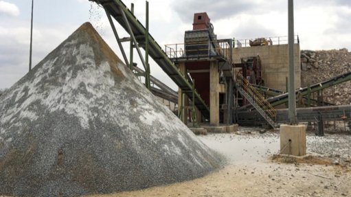 Lime being filtered into a pile at Limeco's lime processing plant