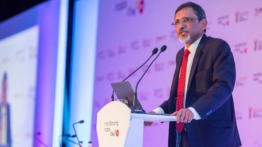 South African Minister of Trade and Industry Ebrahim Patel at a podium during a discussion at last years Manufacturing Indaba