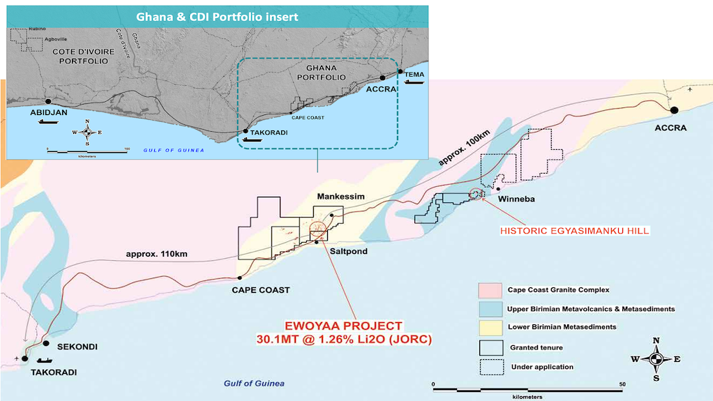 Location map of the Ewoyaa project