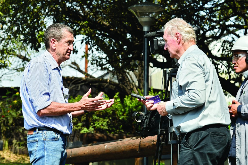 Bernard Swanepoel (left) interviewed by Mining Weekly's Martin Creamer.