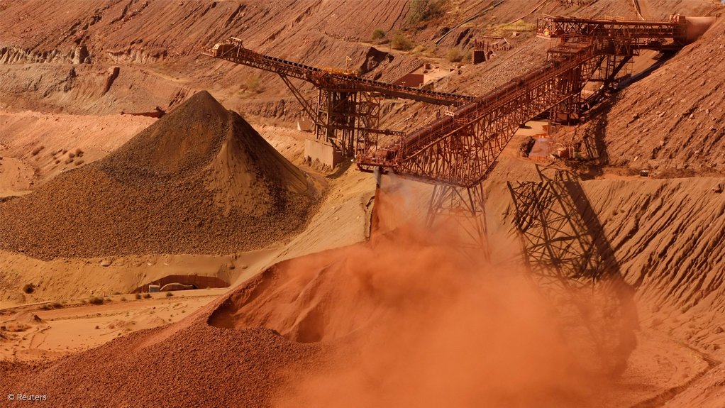 Image shows iron-ore stockpiles 
