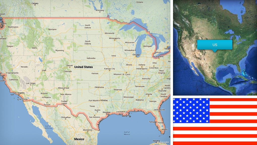 Map/flag of US 