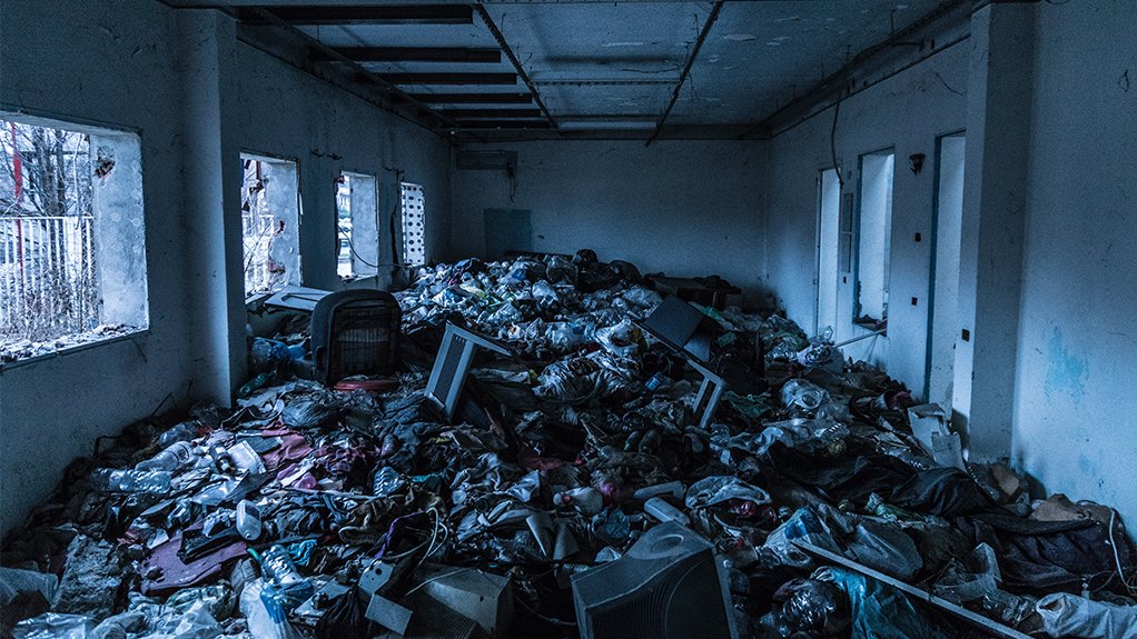 Image of electronic waste dumped in an abandoned building 