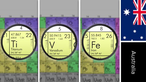 Image of periodic table symbols of vanadium/titanium/iron