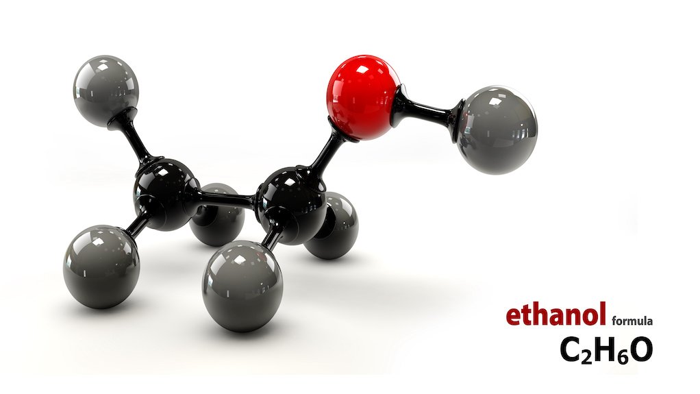 Image of ethanol molecule and formula