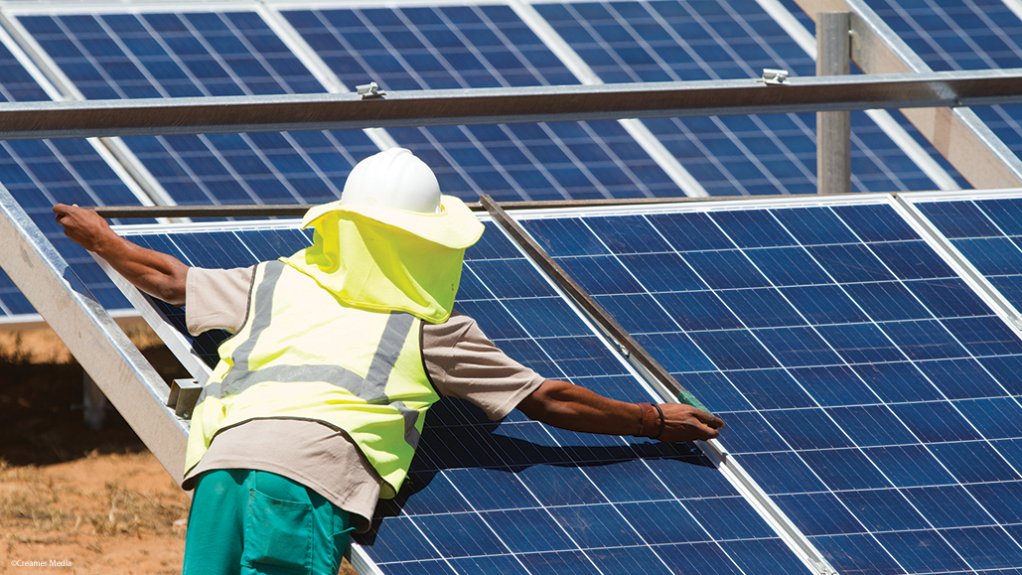 Solar PV panels being installed